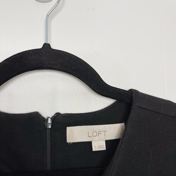 LOFT Lace Sleeve Boxy Fit Top Black Short Sleeve Small S Zip Back Cotton Blend - Picture 4 of 5